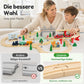 Elektrisches Holzeisenbahn-Schienen-Spielzeugset mit Brücken & Landschaft