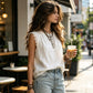 Women's Round Neck Sleeveless Lace Top