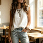 Women's Round Neck Sleeveless Lace Top