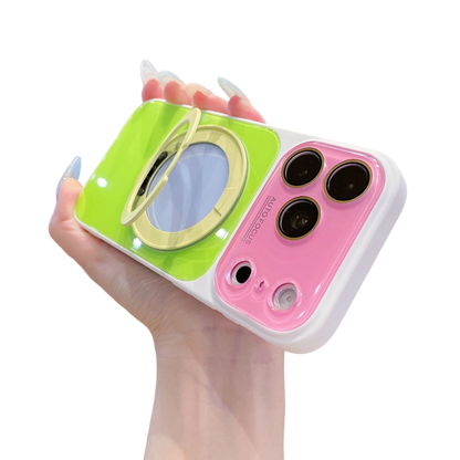 📱Handyhülle mit 360°-drehbarem Ringständer im Color-Block-Design