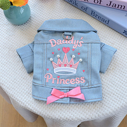 👑 50% RABATT! 💙 Süße Prinzessin Denim-Hundejacke, bequemer Stoff für kleine Hunde im Alltag🐶