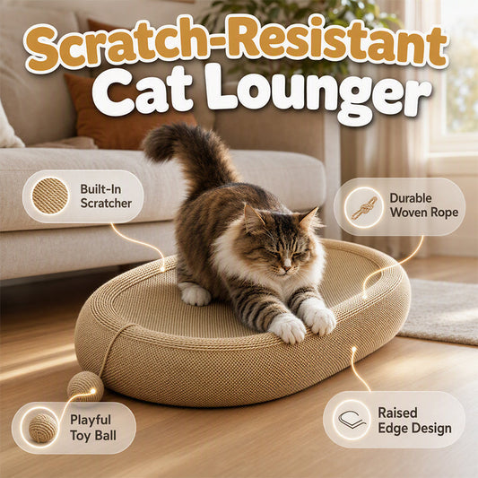 🎉 NUR FÜR BEGRENZTE ZEIT 50 % RABATT! 🐱 Strapazierfähiges Kratzbett aus Sisal für Katzen – langlebige Kratzfläche, geräumige ovale Form und inklusive Katzenspielzeug ✨